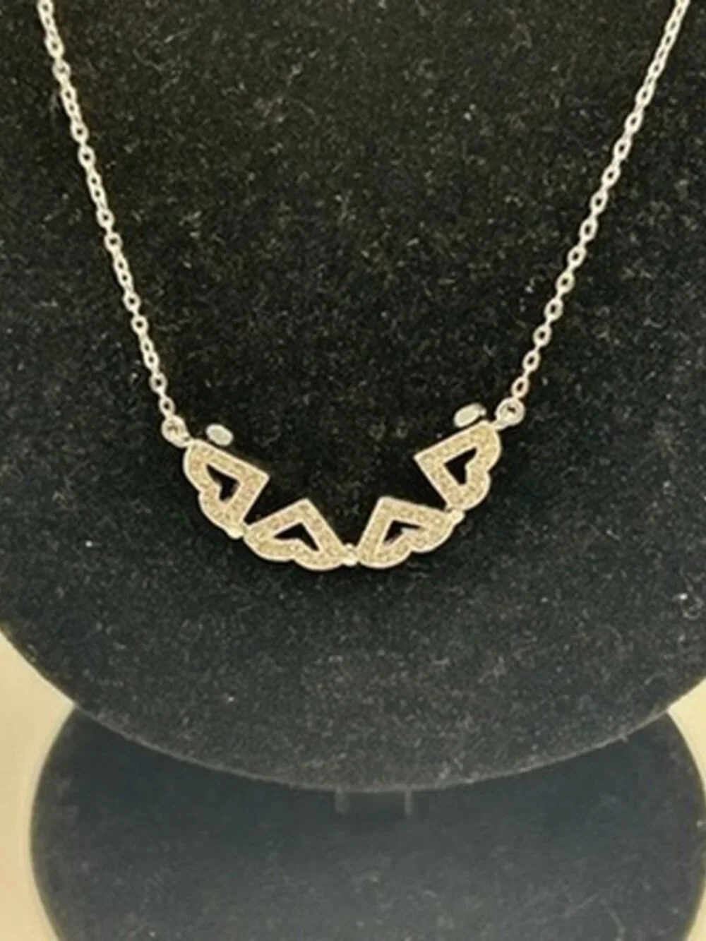 CZ Four Leaf Clover Real Silver Chain Necklace Plated Stainless Steel